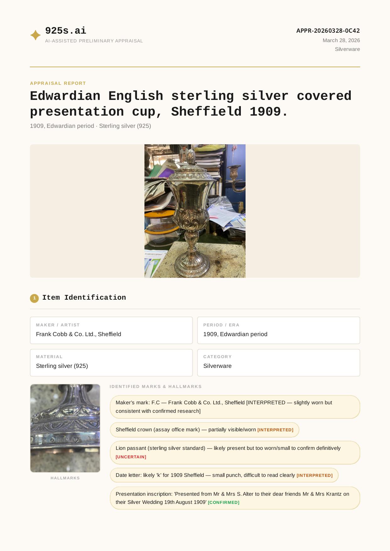 Edwardian English Sterling Silver report preview