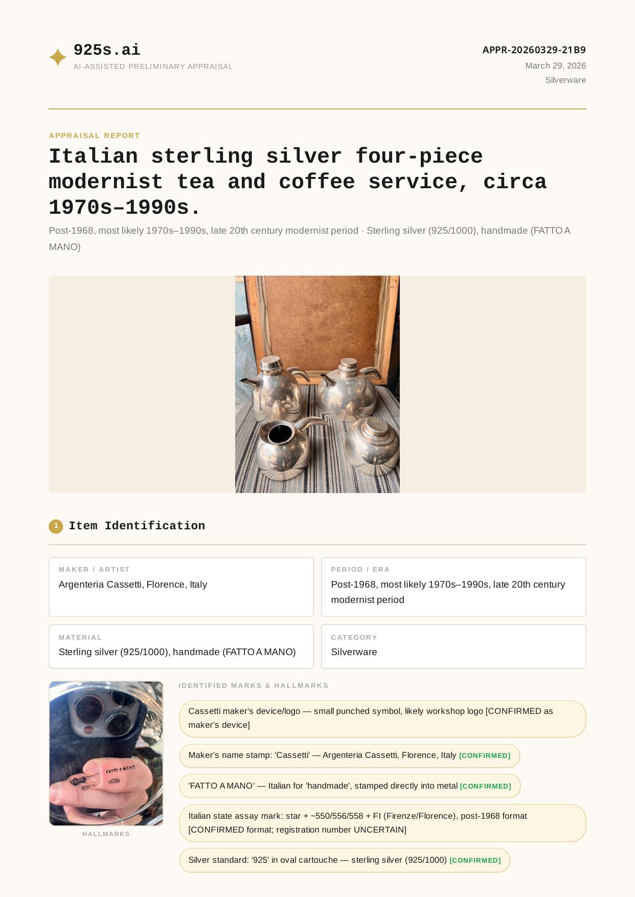 Italian Sterling Silver report preview